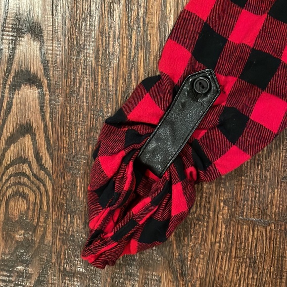 Red and black plaid flannel with black leather trim size 5 - Picture 3 of 3